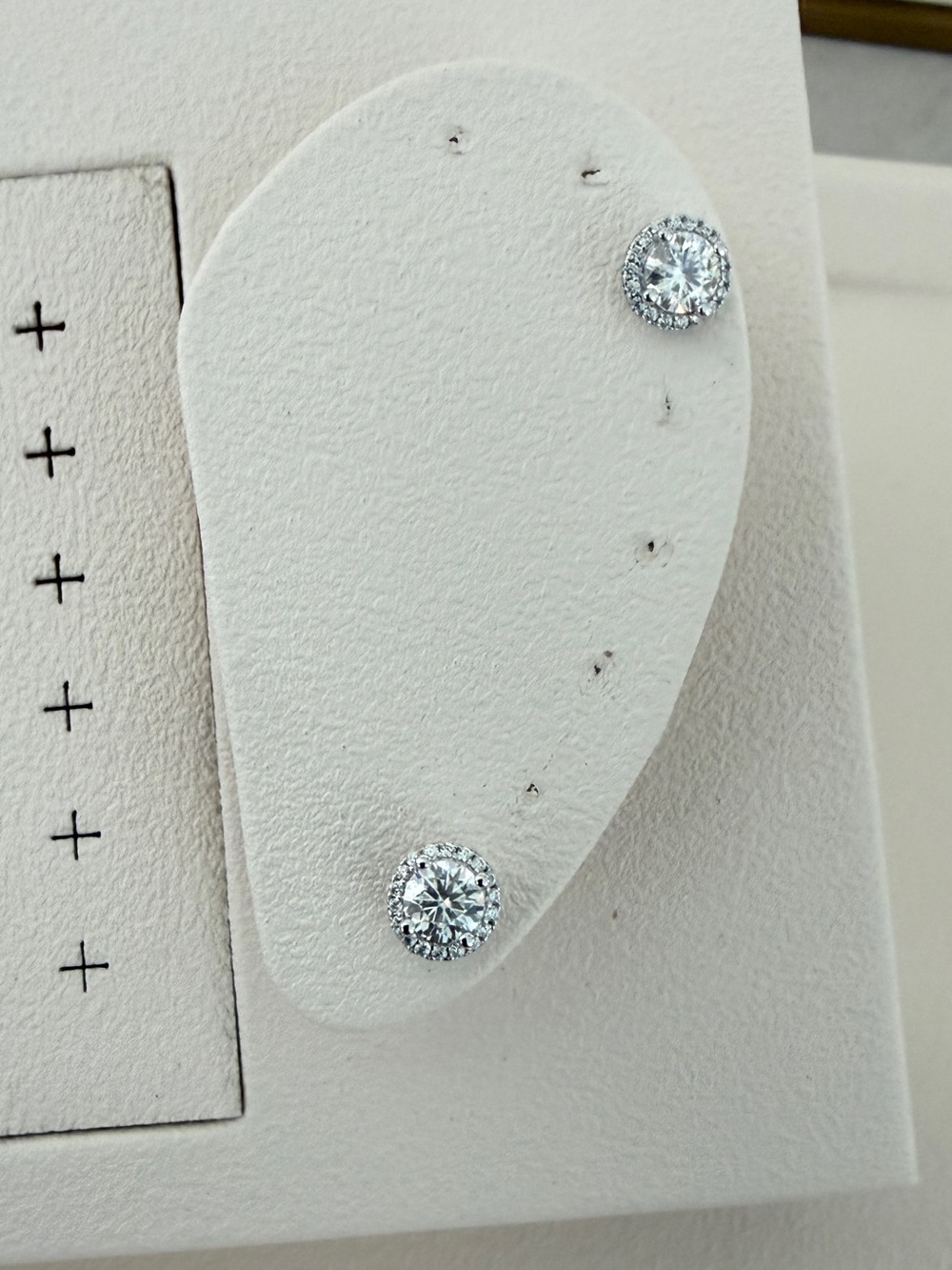 S925 Moissanite Halo Diamond Studs